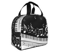 BNVSADC Piano Keys with Musical Notes Printing Insulated Lunch Bag for Adults Men and Women Reusable Thermal Cool Lunch Box Tote Bag