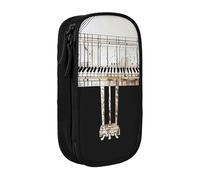 BNVSADC Piano Printed Pencil Case for Girls Boys, Large Capacity Pencil Pouch Cute Pencil Box Adult Makeup Bag with 2 Compartments, Black