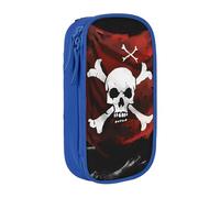 BNVSADC Pirate Flag Printed Pencil Case for Girls Boys, Large Capacity Pencil Pouch Cute Pencil Box Adult Makeup Bag with 2 Compartments, Blue
