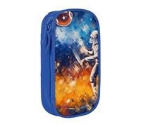 BNVSADC Play Football Galaxy Space Printed Pencil Case for Girls Boys, Large Capacity Pencil Pouch Cute Pencil Box Adult Makeup Bag with 2 Compartments, Blue