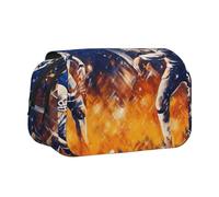 BNVSADC Play Football Galaxy Space Printed Print Flip Top Double Layer Pencil Case - Large Capacity School Supplies Organizer for Students, Kids, Teens, Artists, Travel & Office Use