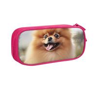 BNVSADC Pomeranian Dog Printed Pencil Case Large Pen Bag Cute Pencil Box Pouch Office School Stationery Organizer for Girls Boys, Pink