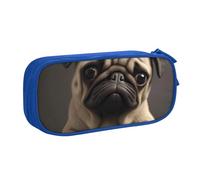 BNVSADC Pretty Pug Printed Pencil Case Large Pen Bag Cute Pencil Box Pouch Office School Stationery Organizer for Girls Boys, Blue