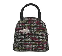 BNVSADC Programmer Programming Code Print Insulated Lunch Bag Tote Bag for Women Men Large Reusable Aluminum Film Lunch Cooler Bag for Office School Picnic Beach, Black