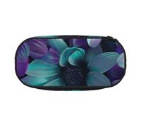 BNVSADC Purple and Teal Flowers Printed Pencil Case Cute Pencil Bag Pen Pouch Large Stationery Organizer Makeup Bag for Teen Boys Girls School Students Office