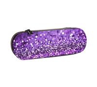 BNVSADC Purple Glitter at Night Printed Leather Pencil Pen Case & Makeup Bag - Stylish Hard Shell Pencil Bag Stationery Organizer Pouch for School Office Travel