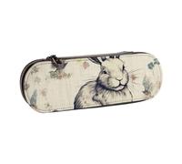 BNVSADC Rabbit Background Printed Leather Pencil Pen Case & Makeup Bag - Stylish Hard Shell Pencil Bag Stationery Organizer Pouch for School Office Travel