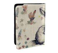 BNVSADC Rabbit Background Printed Passport Holder Travel PU Leather Passport Cover Case Organiser for Men Women, 6.5 inch