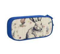 BNVSADC Rabbit Background Printed Pencil Case Large Pen Bag Cute Pencil Box Pouch Office School Stationery Organizer for Girls Boys, Blue