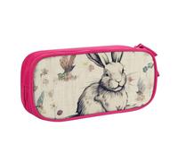 BNVSADC Rabbit Background Printed Pencil Case Large Pen Bag Cute Pencil Box Pouch Office School Stationery Organizer for Girls Boys, Pink