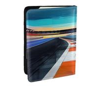 BNVSADC Race Track Printed Passport Holder Travel PU Leather Passport Cover Case Organiser for Men Women, 6.5 inch