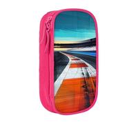 BNVSADC Race Track Printed Pencil Case for Girls Boys, Large Capacity Pencil Pouch Cute Pencil Box Adult Makeup Bag with 2 Compartments, Pink