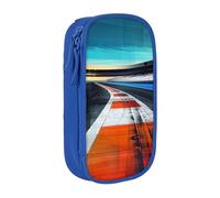 BNVSADC Race Track Printed Pencil Case for Girls Boys, Large Capacity Pencil Pouch Cute Pencil Box Adult Makeup Bag with 2 Compartments, Blue
