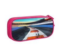 BNVSADC Race Track Printed Pencil Case Large Pen Bag Cute Pencil Box Pouch Office School Stationery Organizer for Girls Boys, Pink