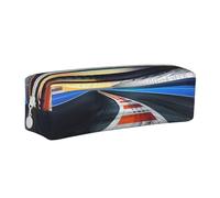 BNVSADC Race Track Printed Pencil Case Leather Pencil Pouch Cute Stationery Pencil Pen Bag with Zipper for School Office Travel