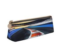 BNVSADC Race Track Printed Triangle Pencil Case Leather Pencil Pouch Cute Stationery Pencil Pen Bag for School Office Travel