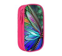 BNVSADC Rainbow Butterfly Printed Pencil Case for Girls Boys, Large Capacity Pencil Pouch Cute Pencil Box Adult Makeup Bag with 2 Compartments, Pink
