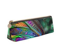 BNVSADC Rainbow Butterfly Printed Triangle Pencil Case Leather Pencil Pouch Cute Stationery Pencil Pen Bag for School Office Travel