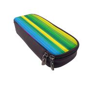 BNVSADC Rainbow Color Stripe Printed PU Leather Flip Pencil Case, Cute Pencil Box Pen Bag Stationery Organizer Makeup Bag for School Office Travel