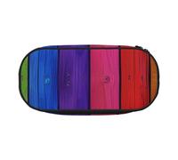 BNVSADC Rainbow Colored Wood Background Printed Pencil Case Cute Pencil Bag Pen Pouch Large Stationery Organizer Makeup Bag for Teen Boys Girls School Students Office