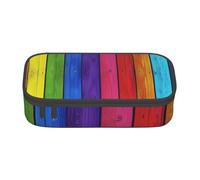 BNVSADC Rainbow Colored Wood Background Printed Pencil Case Cute Pencil Box Bag Pen Pouch Office School Stationery Organizer for School Travel Work