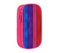BNVSADC Rainbow Colored Wood Background Printed Pencil Case for Girls Boys, Large Capacity Pencil Pouch Cute Pencil Box Adult Makeup Bag with 2 Compartments, Pink