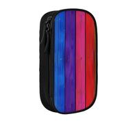 BNVSADC Rainbow Colored Wood Background Printed Pencil Case for Girls Boys, Large Capacity Pencil Pouch Cute Pencil Box Adult Makeup Bag with 2 Compartments, Black