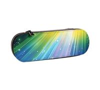 BNVSADC Rainbow Colorful Stripe Printed Leather Pencil Pen Case & Makeup Bag - Stylish Hard Shell Pencil Bag Stationery Organizer Pouch for School Office Travel