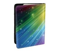 BNVSADC Rainbow Colorful Stripe Printed Passport Holder Travel PU Leather Passport Cover Case Organiser for Men Women, 6.5 inch