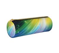 BNVSADC Rainbow Colorful Stripe Printed Round Pencil Case Leather Pencil Pouch Cute Stationery Pencil Pen Bag for School Office Travel