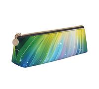 BNVSADC Rainbow Colorful Stripe Printed Triangle Pencil Case Leather Pencil Pouch Cute Stationery Pencil Pen Bag for School Office Travel