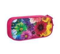 BNVSADC Rainbow Flowers Printed Pencil Case Large Pen Bag Cute Pencil Box Pouch Office School Stationery Organizer for Girls Boys, Pink