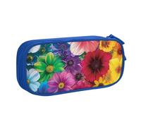 BNVSADC Rainbow Flowers Printed Pencil Case Large Pen Bag Cute Pencil Box Pouch Office School Stationery Organizer for Girls Boys, Blue