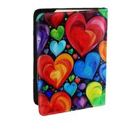 BNVSADC Rainbow Hearts Printed Passport Holder Travel PU Leather Passport Cover Case Organiser for Men Women, 6.5 inch