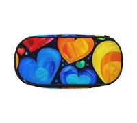 BNVSADC Rainbow Hearts Printed Pencil Case Cute Pencil Bag Pen Pouch Large Stationery Organizer Makeup Bag for Teen Boys Girls School Students Office