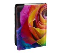 BNVSADC Rainbow Rose Flower Printed Passport Holder Travel PU Leather Passport Cover Case Organiser for Men Women, 6.5 inch