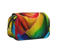 BNVSADC Rainbow Rose Flower Printed Print Flip Top Double Layer Pencil Case - Large Capacity School Supplies Organizer for Students, Kids, Teens, Artists, Travel & Office Use