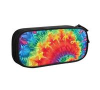 BNVSADC Rainbow Tie Dye-Red Printed Pencil Case Large Pen Bag Cute Pencil Box Pouch Office School Stationery Organizer for Girls Boys, Black