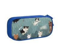 BNVSADC Raining Cats & Dogs Printed Pencil Case Large Pen Bag Cute Pencil Box Pouch Office School Stationery Organizer for Girls Boys, Blue