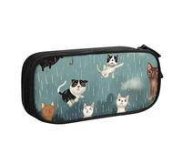 BNVSADC Raining Cats & Dogs Printed Pencil Case Large Pen Bag Cute Pencil Box Pouch Office School Stationery Organizer for Girls Boys, Black