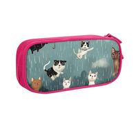 BNVSADC Raining Cats & Dogs Printed Pencil Case Large Pen Bag Cute Pencil Box Pouch Office School Stationery Organizer for Girls Boys, Pink