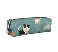 BNVSADC Raining Cats & Dogs Printed Pencil Case Leather Pencil Pouch Cute Stationery Pencil Pen Bag with Zipper for School Office Travel