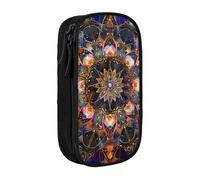 BNVSADC Rectangle Mandala Art Printed Pencil Case for Girls Boys, Large Capacity Pencil Pouch Cute Pencil Box Adult Makeup Bag with 2 Compartments, Black
