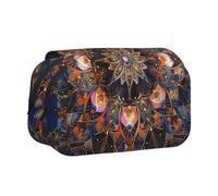 BNVSADC Rectangle Mandala Art Printed Print Flip Top Double Layer Pencil Case - Large Capacity School Supplies Organizer for Students, Kids, Teens, Artists, Travel & Office Use
