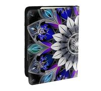 BNVSADC Rectangle Mandala Print Printed Passport Holder Travel PU Leather Passport Cover Case Organiser for Men Women, 6.5 inch