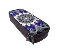 BNVSADC Rectangle Mandala Print Printed PU Leather Flip Pencil Case, Cute Pencil Box Pen Bag Stationery Organizer Makeup Bag for School Office Travel