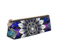 BNVSADC Rectangle Mandala Print Printed Triangle Pencil Case Leather Pencil Pouch Cute Stationery Pencil Pen Bag for School Office Travel