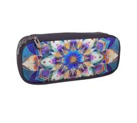 BNVSADC Rectangle Mandala Printed Leather Pencil Pen Case & Makeup Bag - Stylish Pencil Bag Stationery Organizer Pouch for School Office Travel
