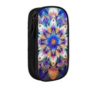 BNVSADC Rectangle Mandala Printed Pencil Case for Girls Boys, Large Capacity Pencil Pouch Cute Pencil Box Adult Makeup Bag with 2 Compartments, Black