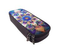 BNVSADC Rectangle Mandala Printed PU Leather Flip Pencil Case, Cute Pencil Box Pen Bag Stationery Organizer Makeup Bag for School Office Travel